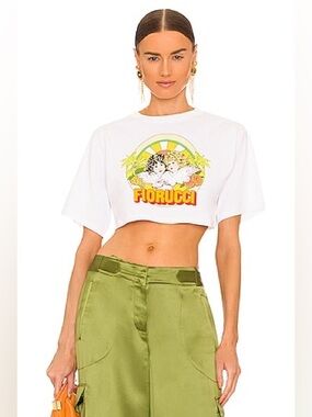 Fiorucci Desert Angels White Crop T-Shirt Small Baby Tee Rare Sold Out.